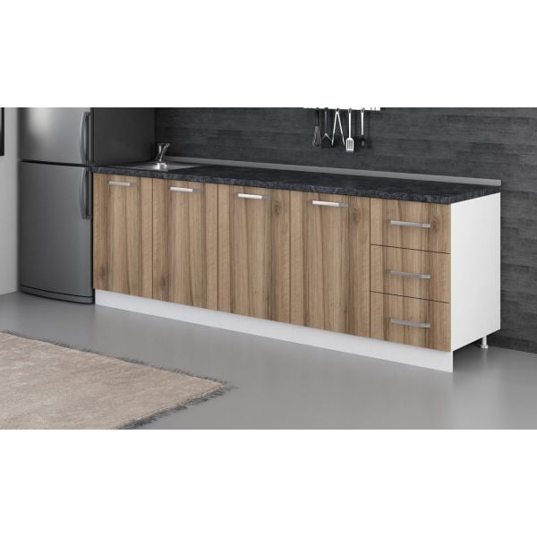 Minar 245 Cm Mutfak Dolabı Beyaz Dore 245-D3-Alt Modül