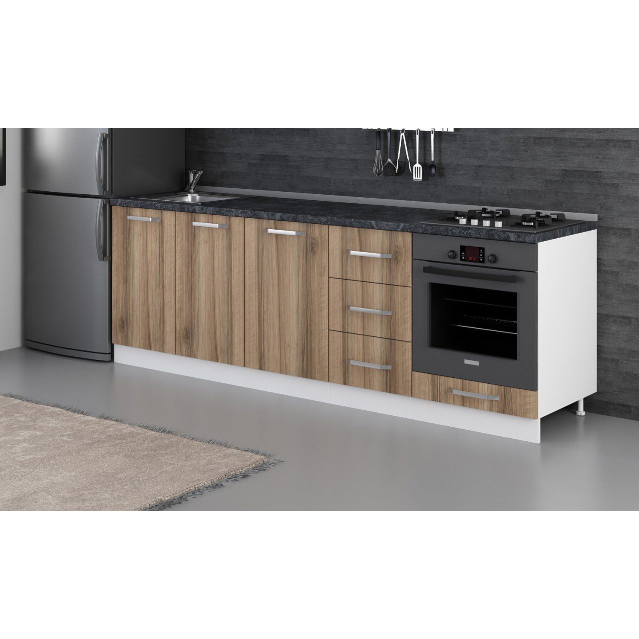 Minar 245 Cm Mutfak Dolabı Beyaz Dore 245-D4-Alt Modül