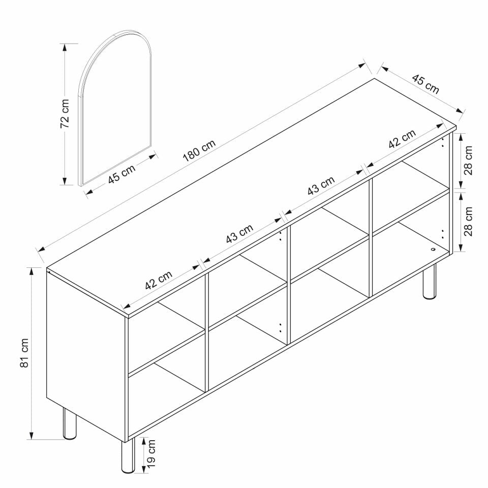 Lotus Bohem Tarz Konsol & Ayna - Beyaz/Artisan