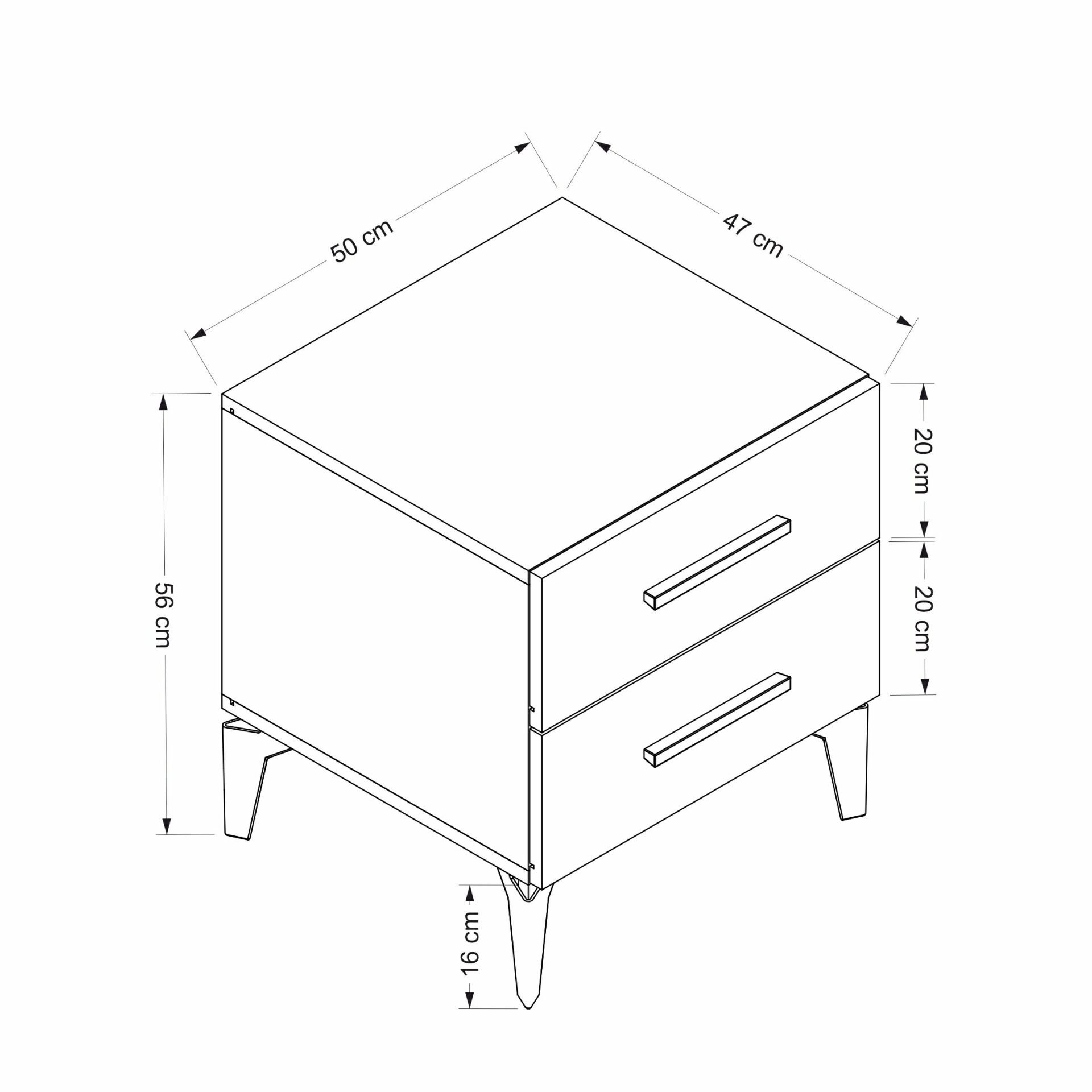 Kale Ayaklı Komodin 2Ç - Beyaz