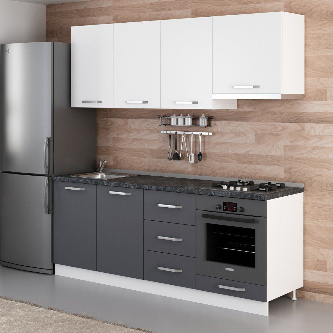 Minar 210 Cm Mutfak Dolabı Beyaz Antrasit 210-A8