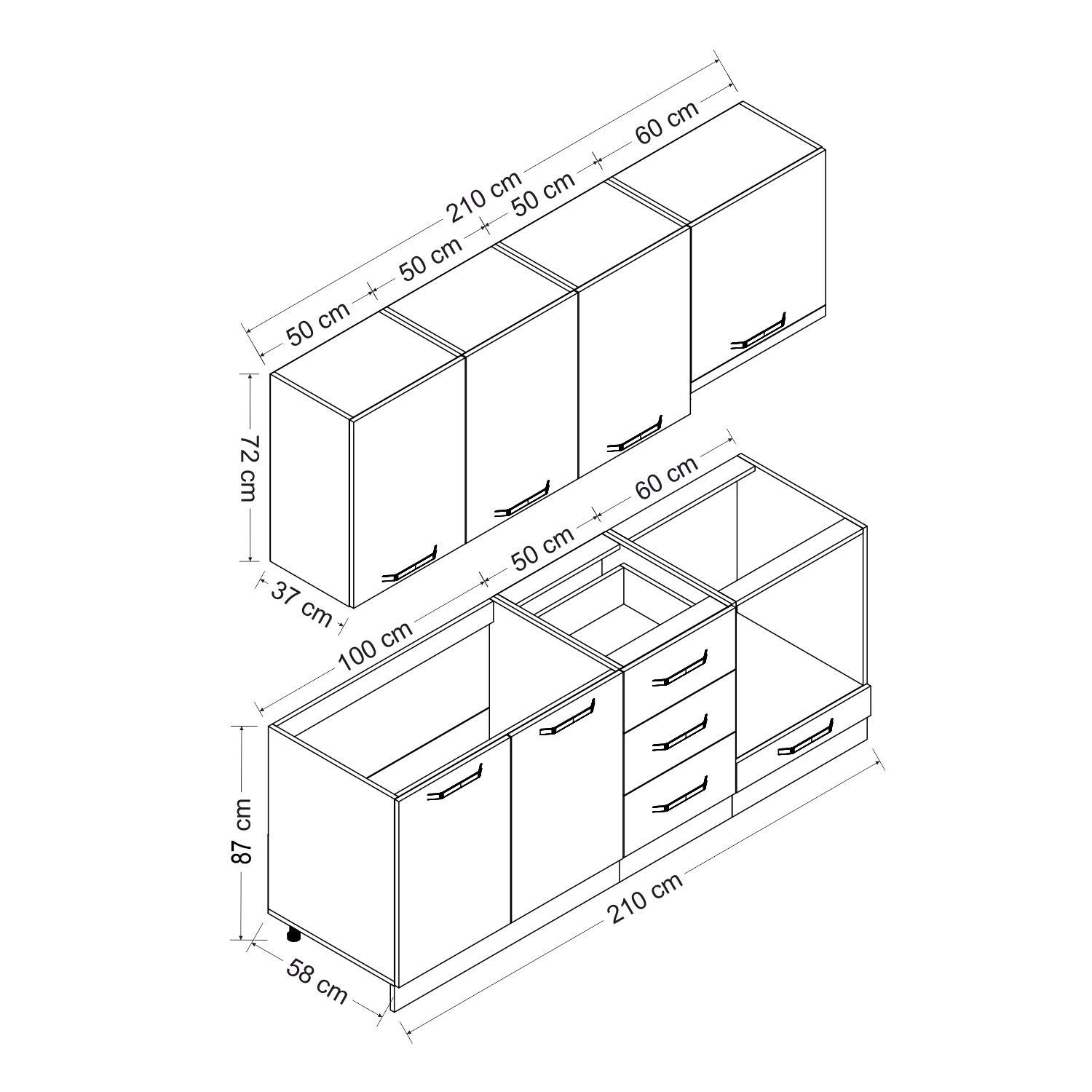 Minar 210 Cm Mutfak Dolabı Beyaz Antrasit 210-A8