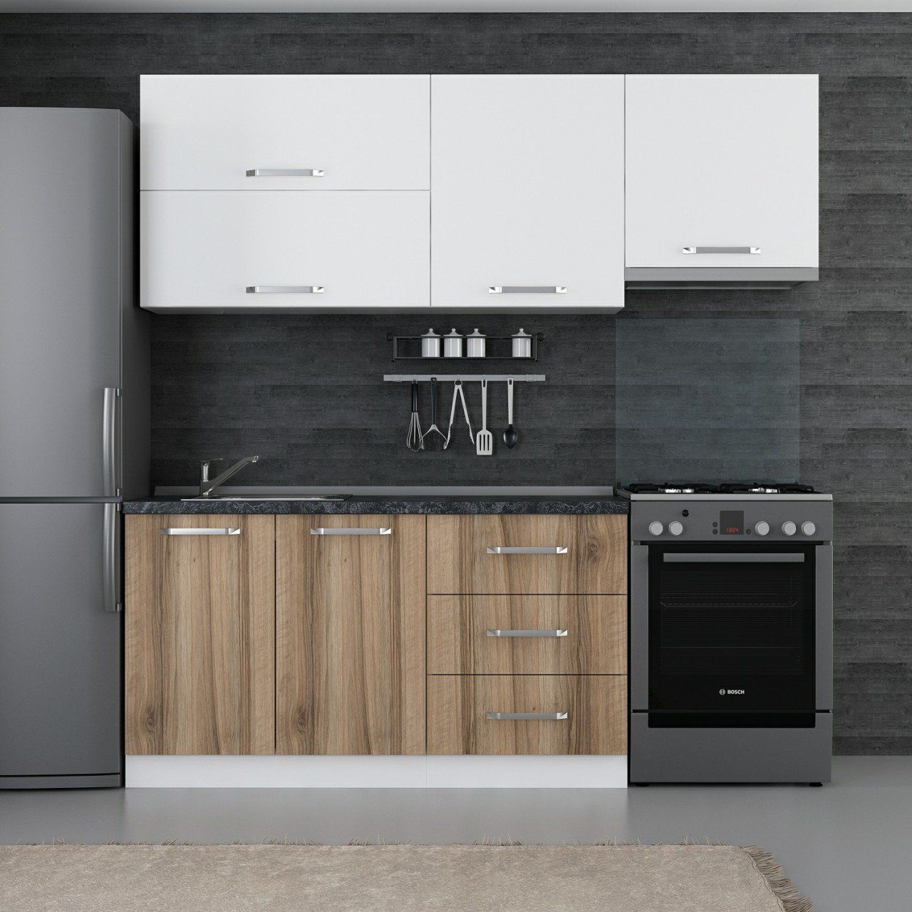 Minar 210 Cm Mutfak Dolabı Beyaz Dore 210-D4