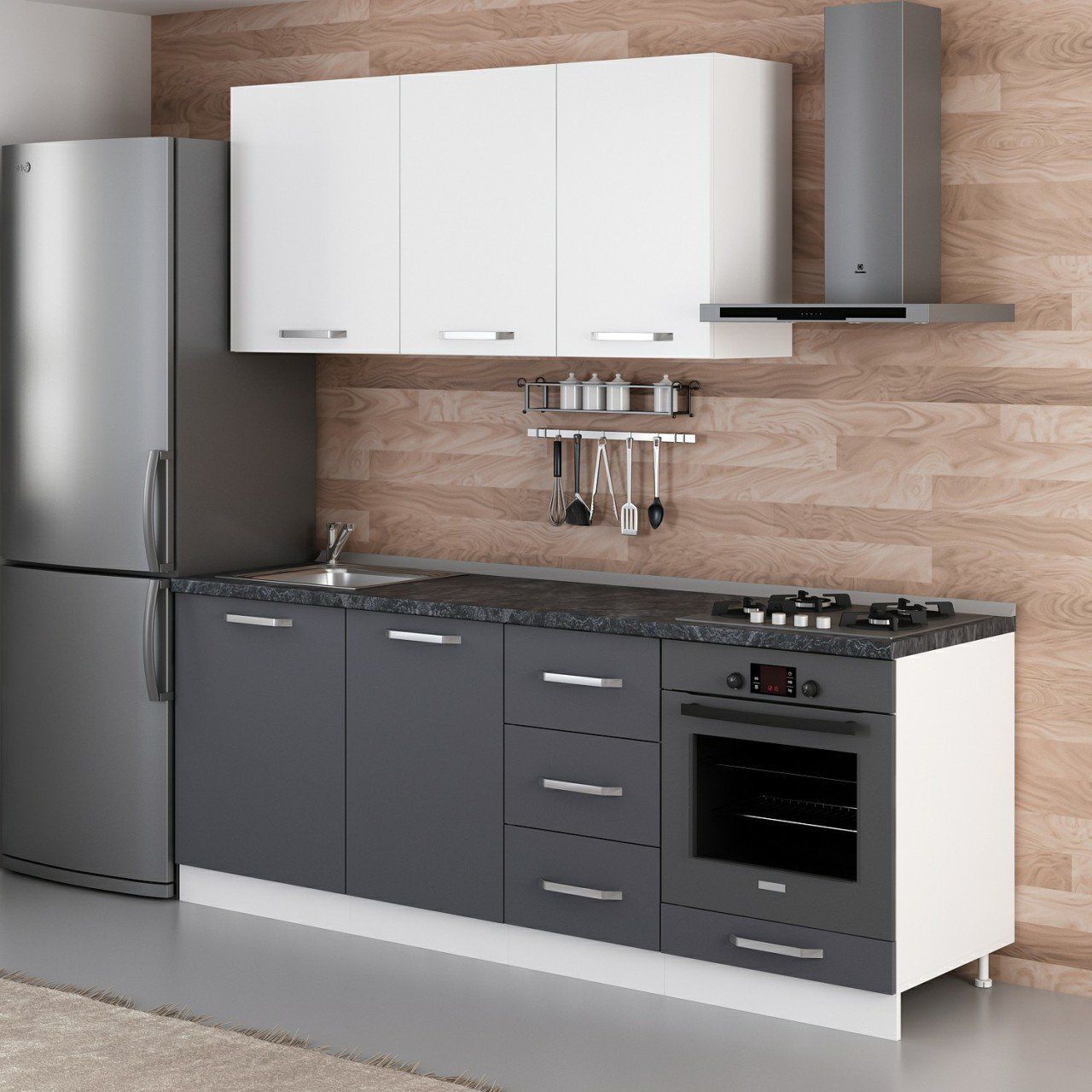 Minar 215 Cm Mutfak Dolabı Beyaz Antrasit 215-A3