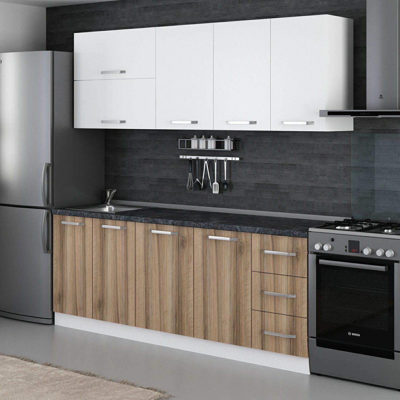 Minar 215 Cm Mutfak Dolabı Beyaz Dore 215-D1