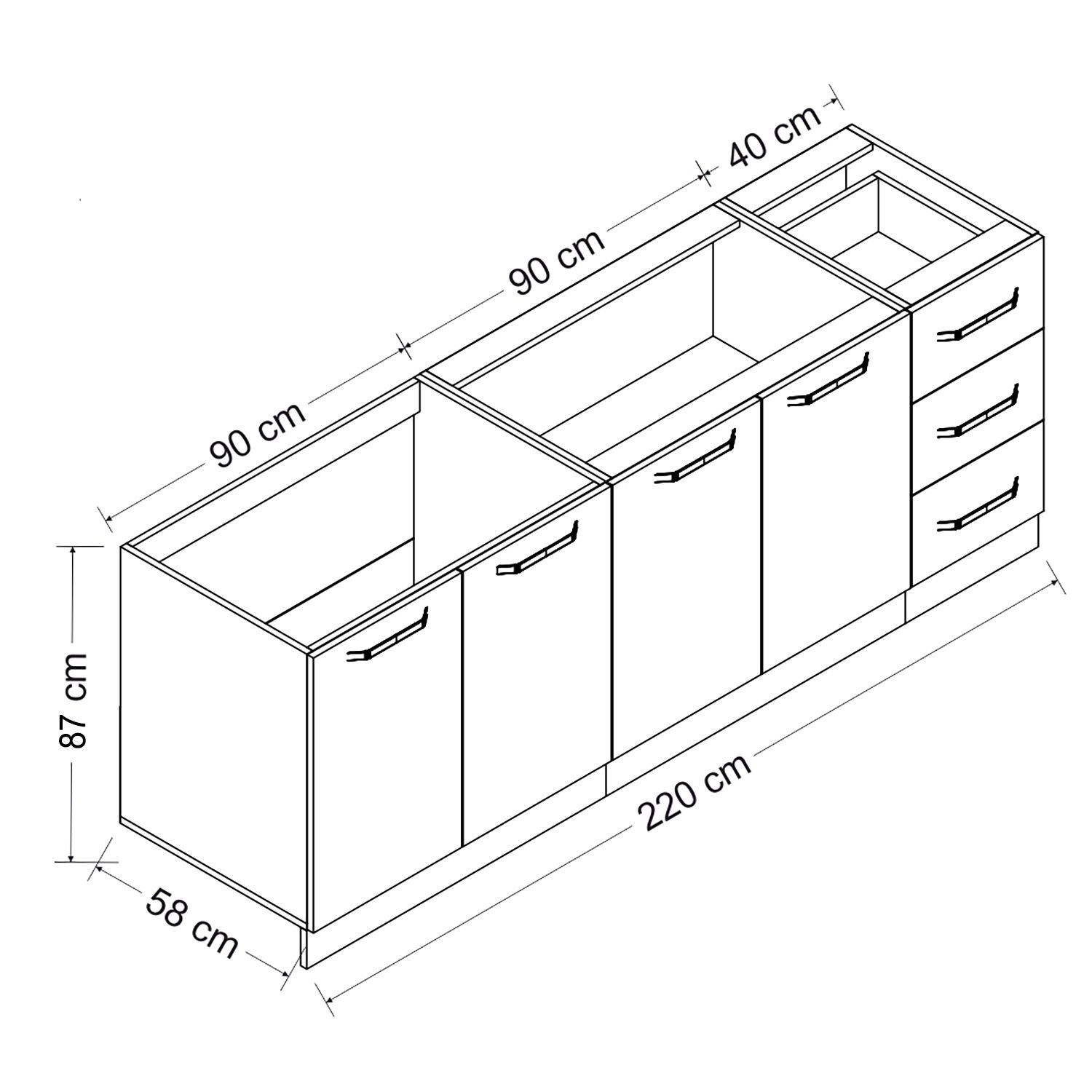 Minar 220 Cm Mutfak Dolabı Beyaz 220-B3