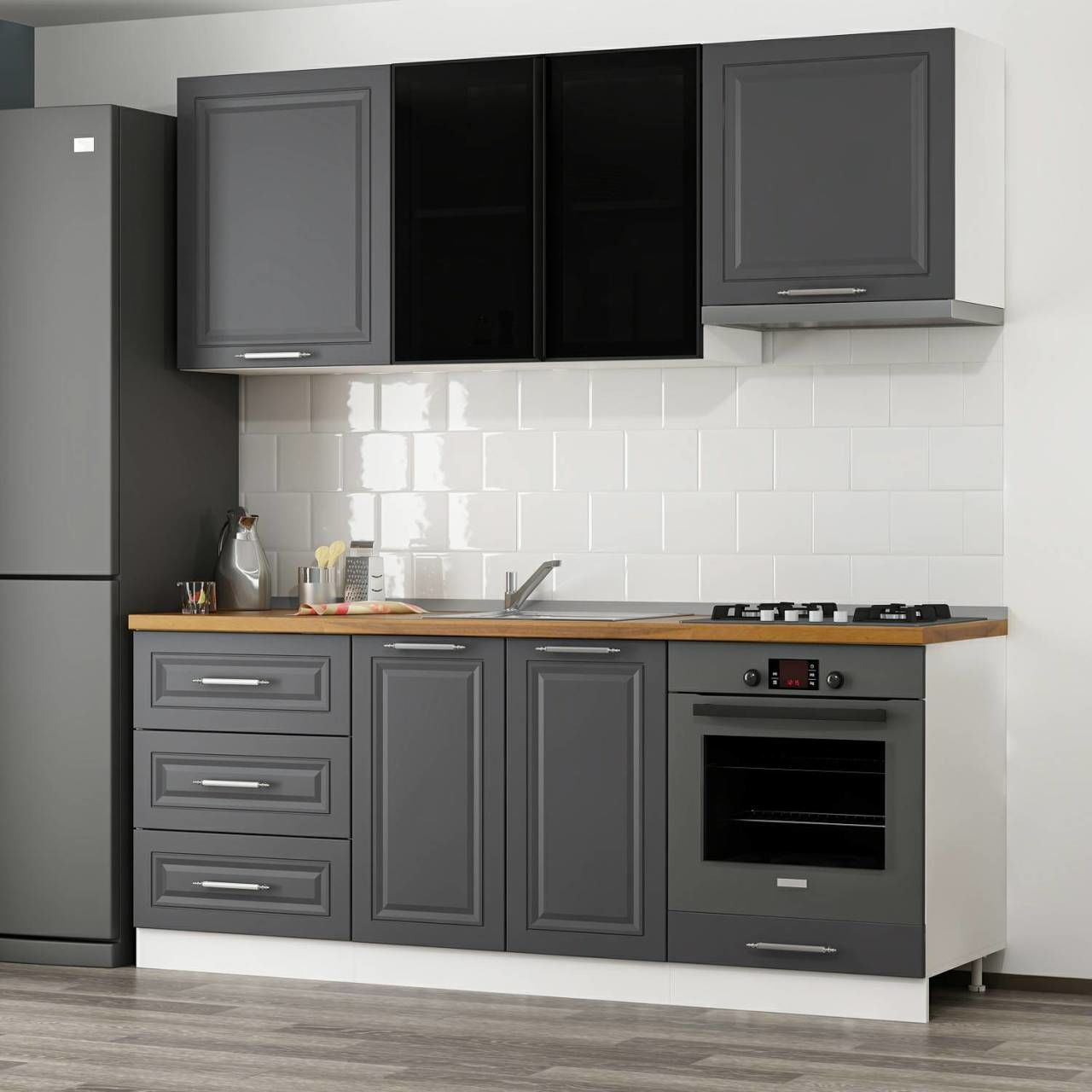 Minar 200 Cm Mbr C+Alm. Cam Mutfak Dolabı Byz Ant 200-Mcacba1