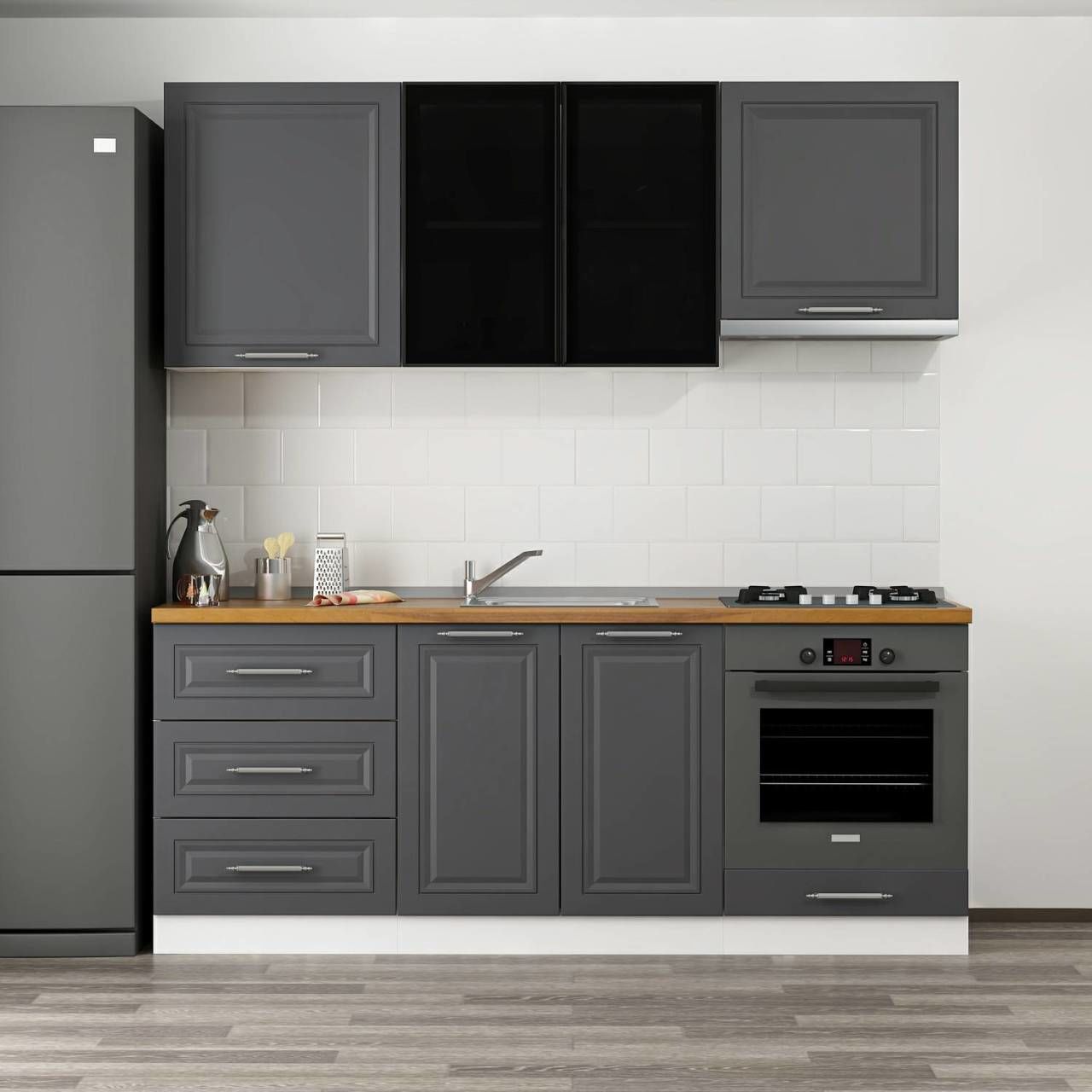 Minar 200 Cm Mbr C+Alm. Cam Mutfak Dolabı Byz Ant 200-Mcacba1