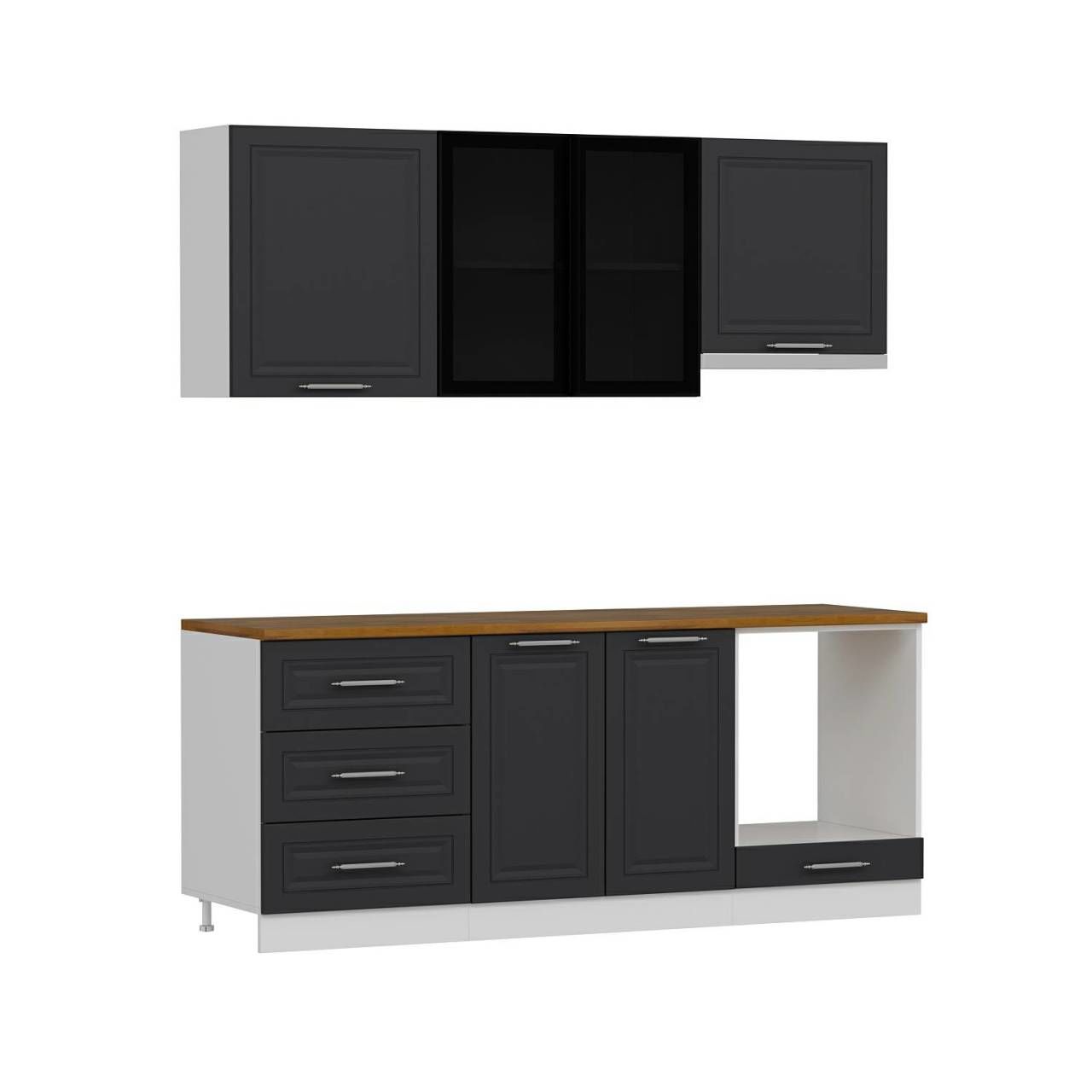 Minar 200 Cm Mbr C+Alm. Cam Mutfak Dolabı Byz Ant 200-Mcacba1