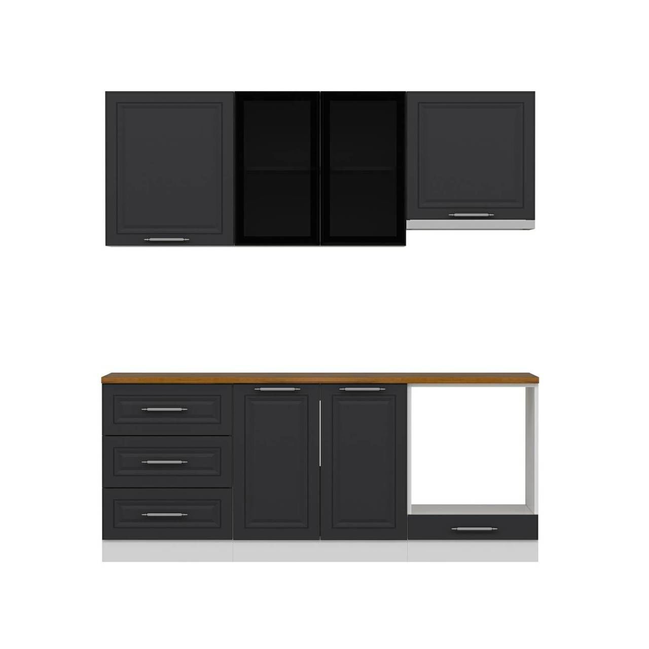 Minar 200 Cm Mbr C+Alm. Cam Mutfak Dolabı Byz Ant 200-Mcacba1