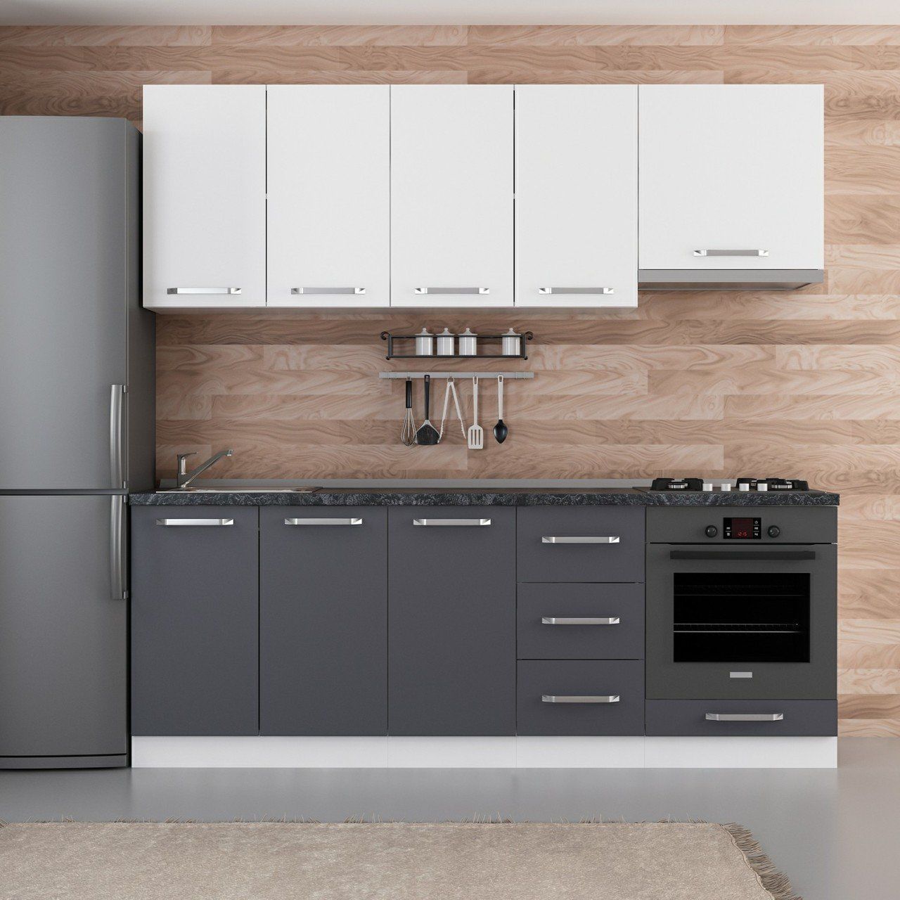 Minar 220 Cm Mutfak Dolabı Beyaz Antrasit 220-A6