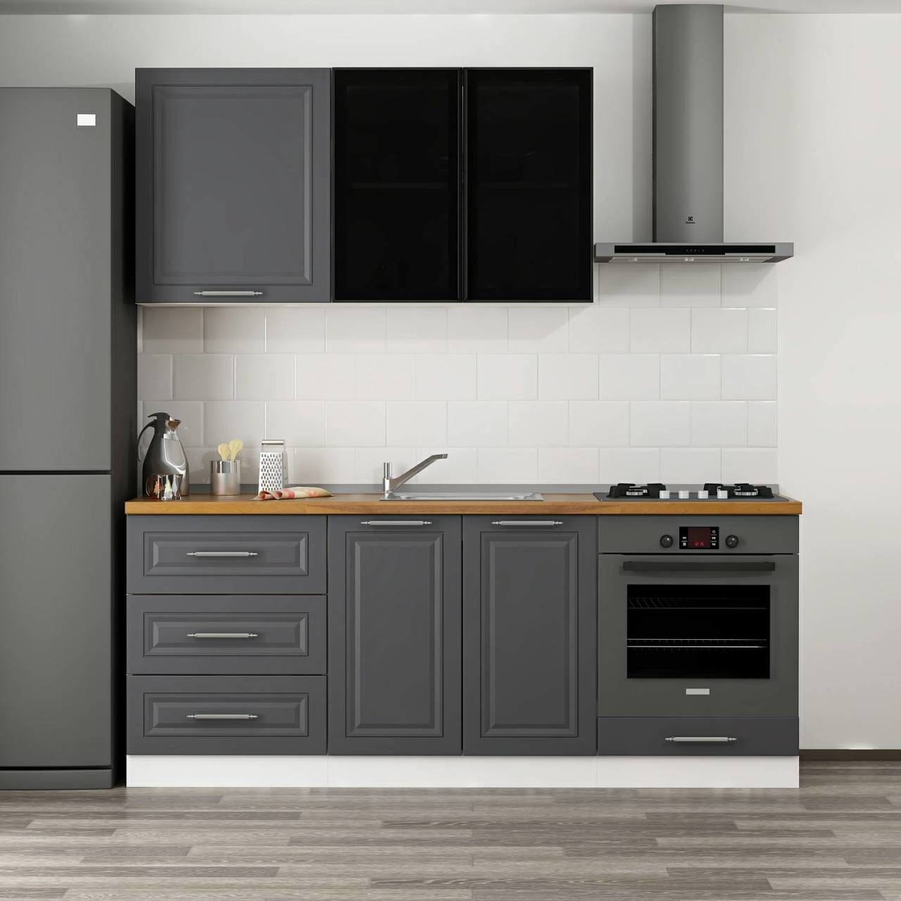 Minar 200 Cm Mbr C+Alm. Cam Mutfak Dolabı Byz Ant 200-Mcacba3