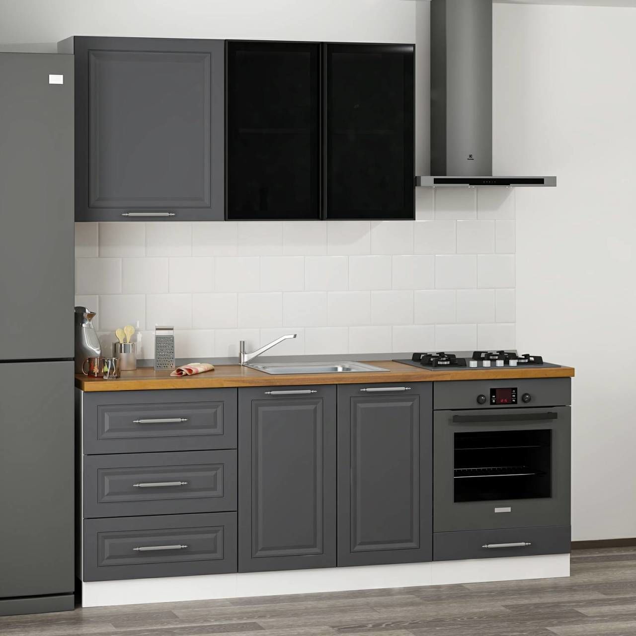 Minar 200 Cm Mbr C+Alm. Cam Mutfak Dolabı Byz Ant 200-Mcacba3