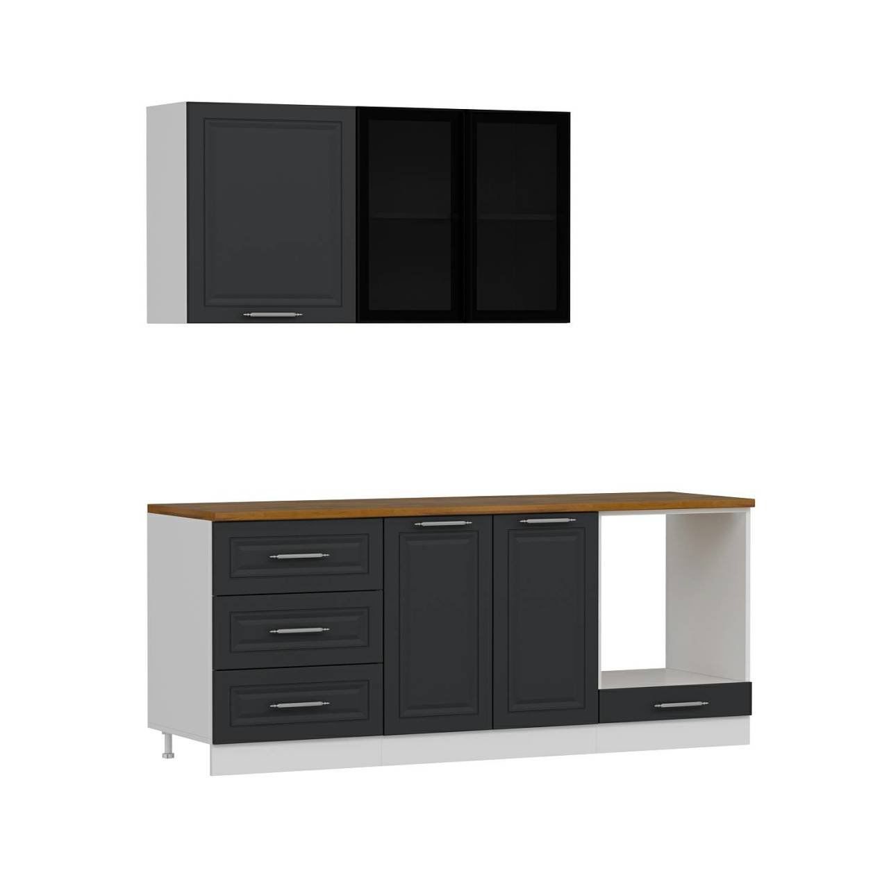 Minar 200 Cm Mbr C+Alm. Cam Mutfak Dolabı Byz Ant 200-Mcacba3