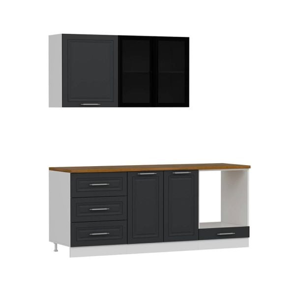 Minar 200 Cm Mbr C+Alm. Cam Mutfak Dolabı Byz Ant 200-Mcacba3