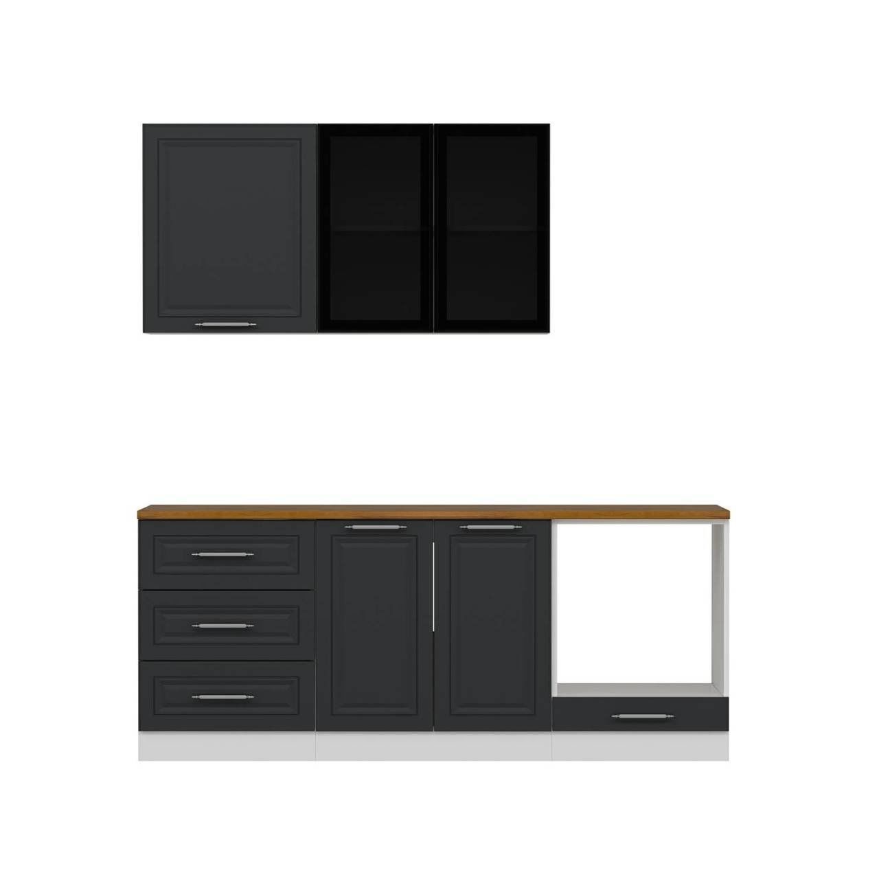 Minar 200 Cm Mbr C+Alm. Cam Mutfak Dolabı Byz Ant 200-Mcacba3