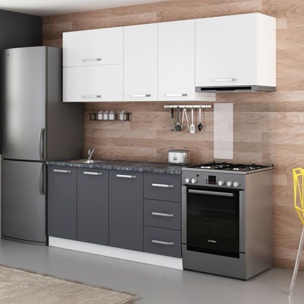 Minar 220 Cm Mutfak Dolabı Beyaz Antrasit 220-A8