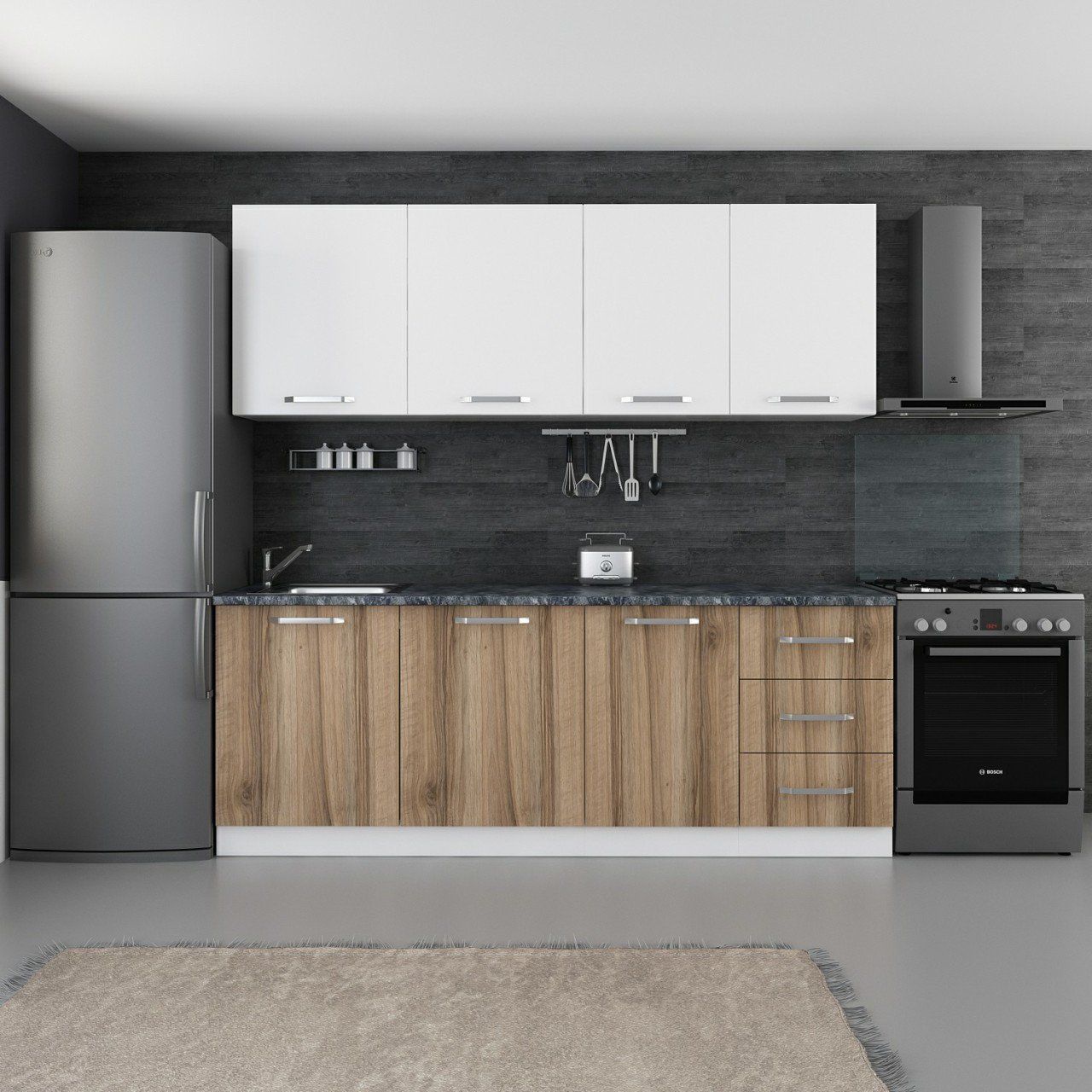 Minar 220 Cm Mutfak Dolabı Beyaz Dore 220-D1