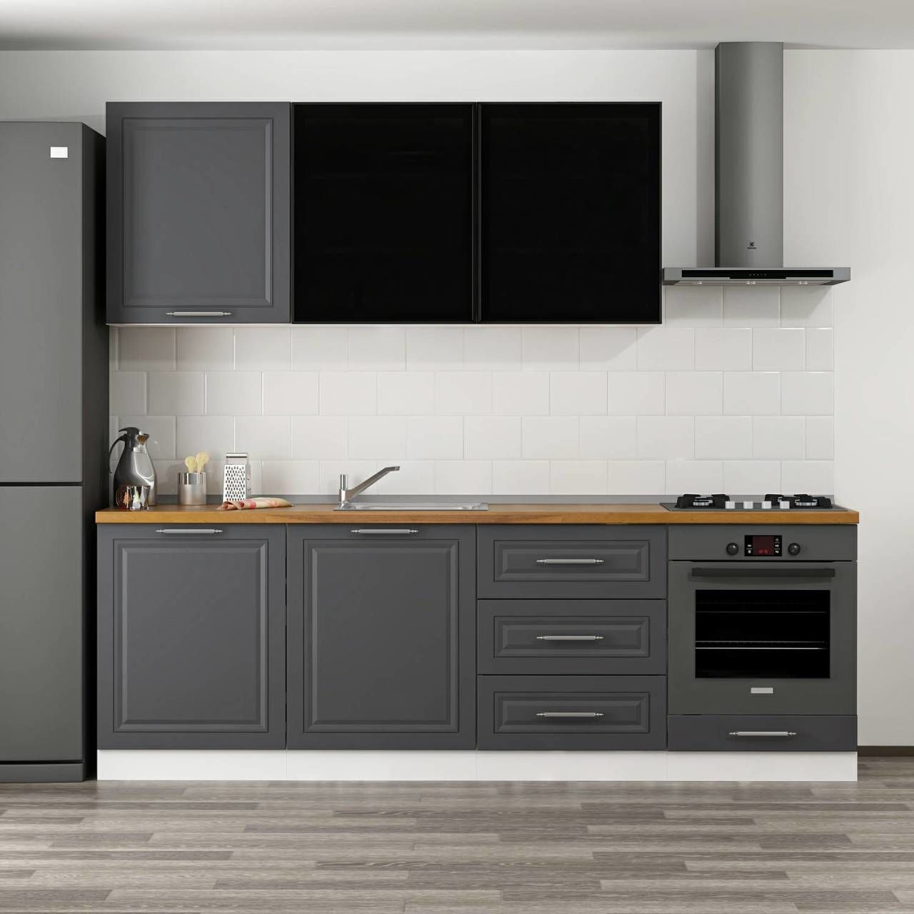 Minar 240 Cm Mbr C+Alm. Cam Mutfak Dolabı Byz Ant 240-Mcacba3