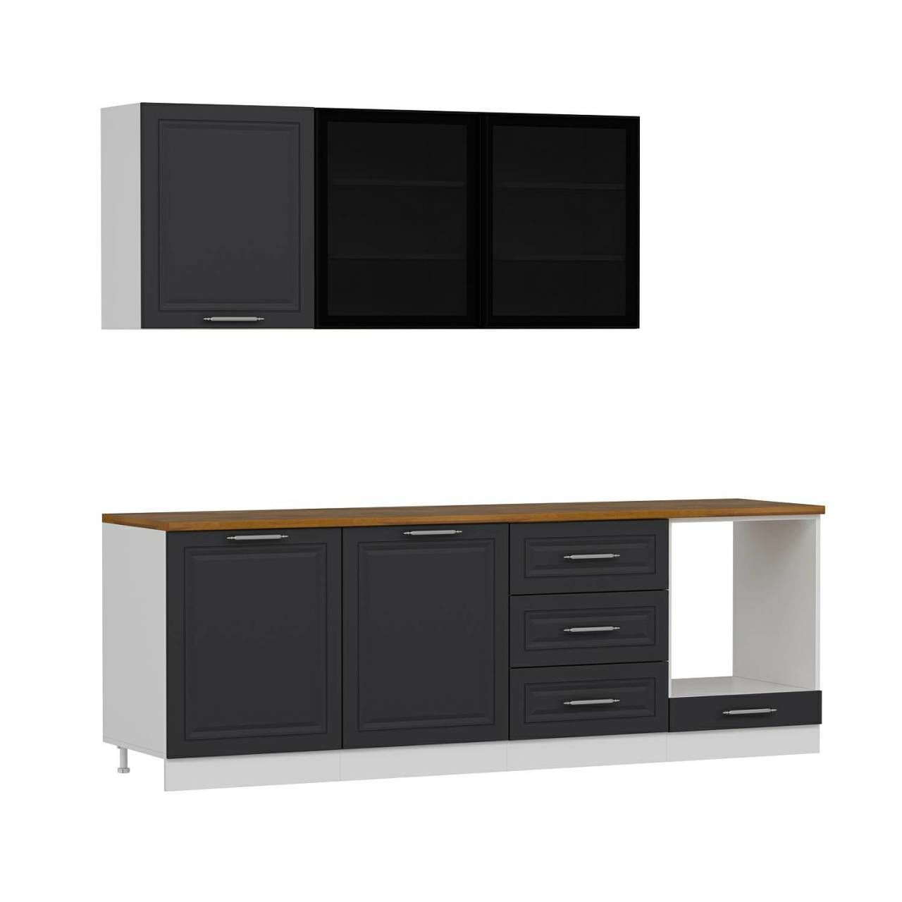 Minar 240 Cm Mbr C+Alm. Cam Mutfak Dolabı Byz Ant 240-Mcacba3