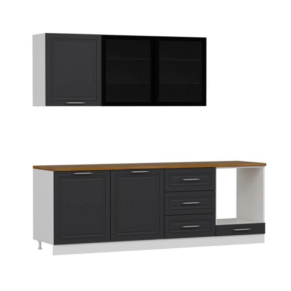 Minar 240 Cm Mbr C+Alm. Cam Mutfak Dolabı Byz Ant 240-Mcacba3