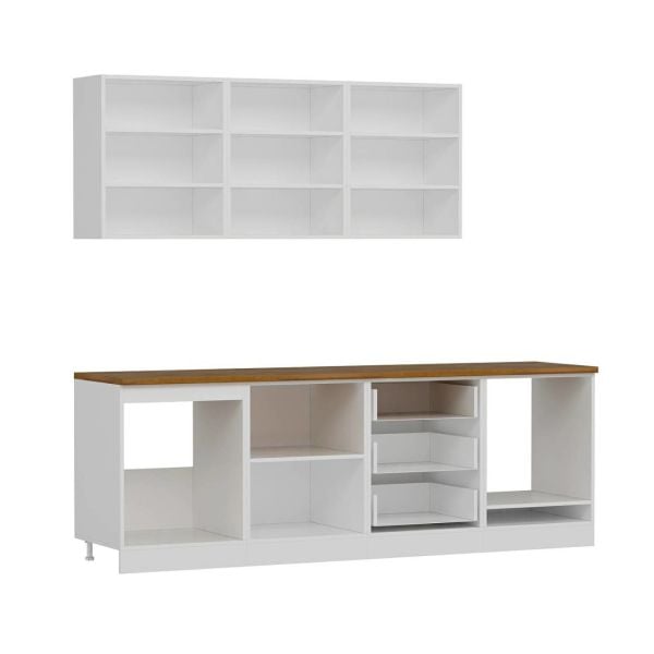 Minar 240 Cm Mbr C+Alm. Cam Mutfak Dolabı Byz Ant 240-Mcacba3