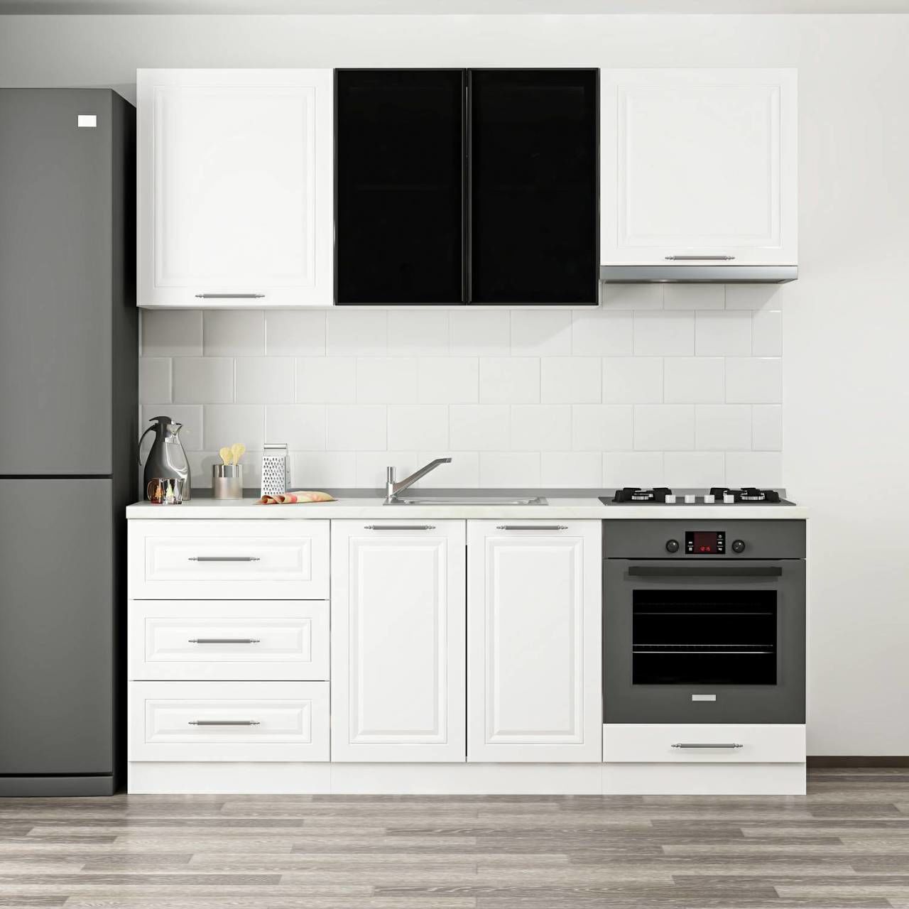 Minar 200 Cm Mbr C + Alm. Füme Cam Mutfak Dolabı Byz 200-Mcacb1