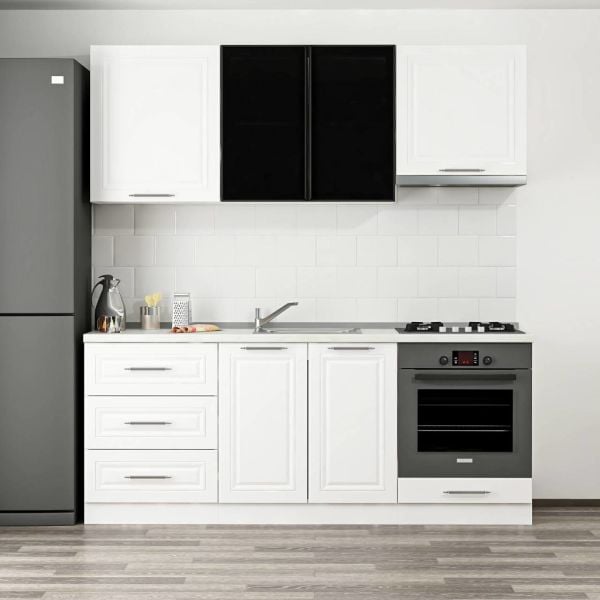 Minar 200 Cm Mbr C + Alm. Füme Cam Mutfak Dolabı Byz 200-Mcacb1