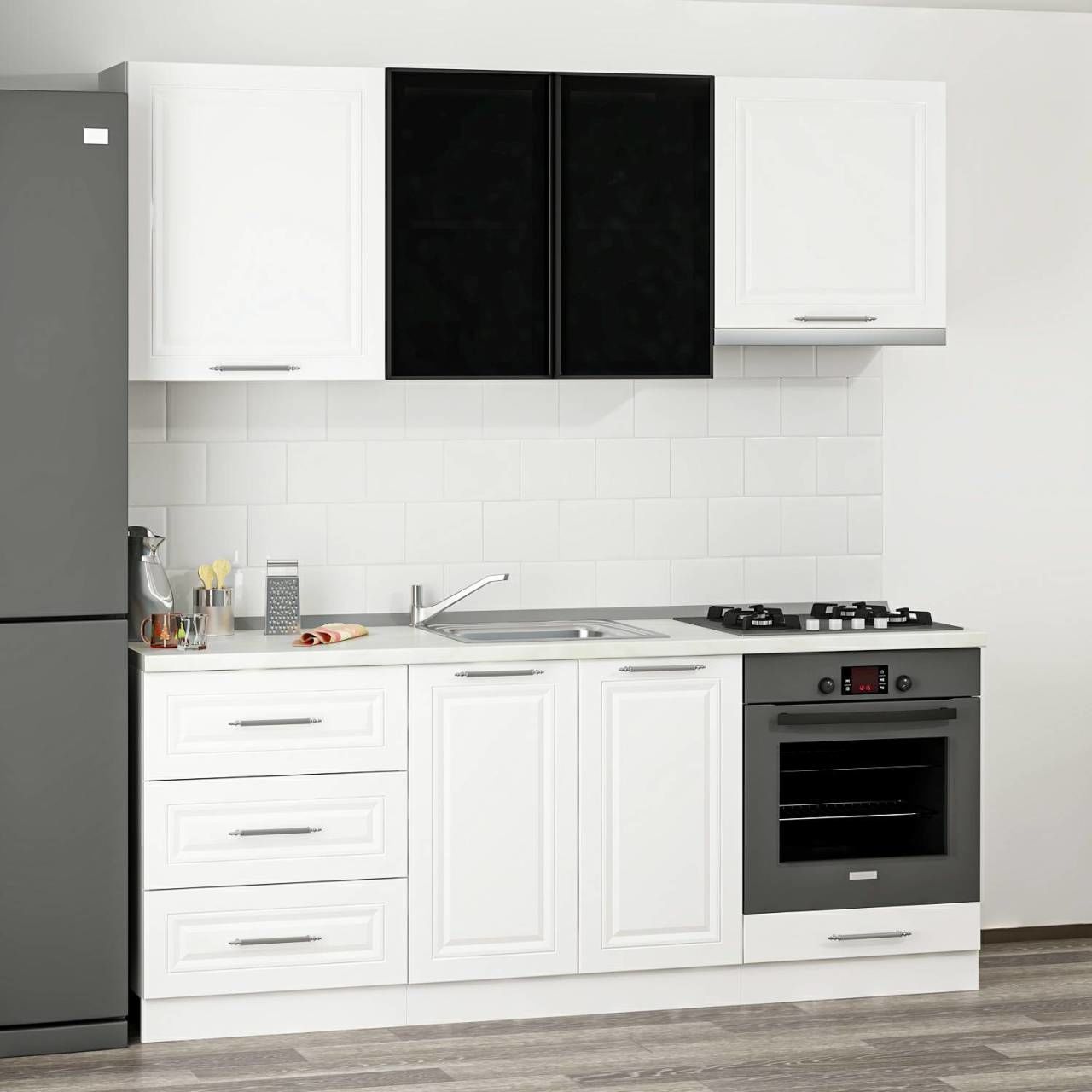 Minar 200 Cm Mbr C + Alm. Füme Cam Mutfak Dolabı Byz 200-Mcacb1