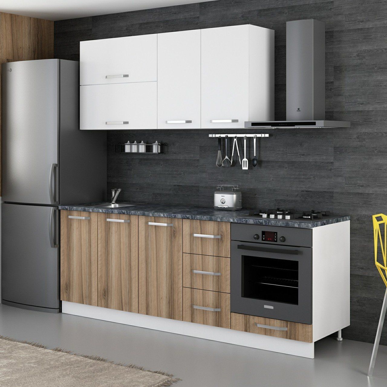 Minar 220 Cm Mutfak Dolabı Beyaz Dore 220-D7