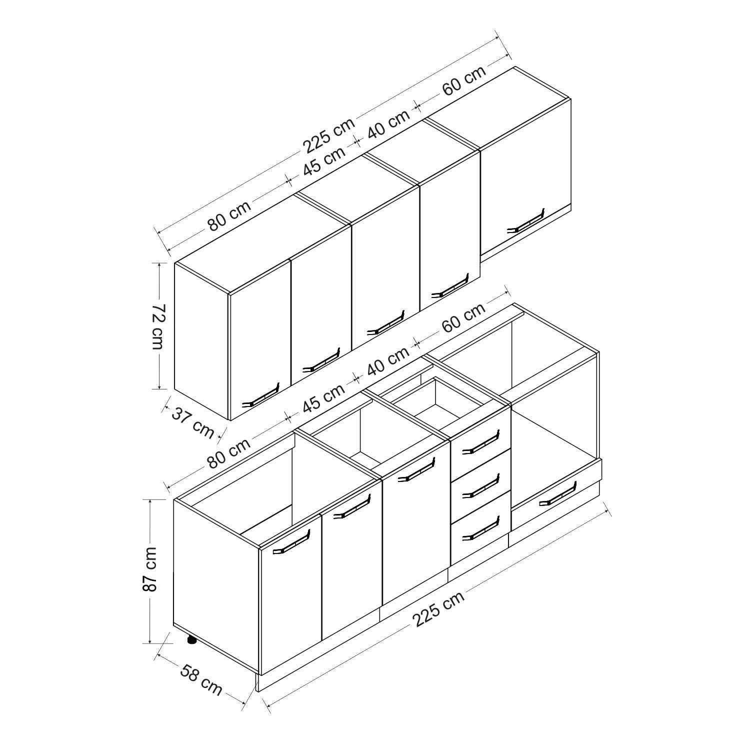 Minar 225 Cm Mutfak Dolabı Beyaz 225-B8