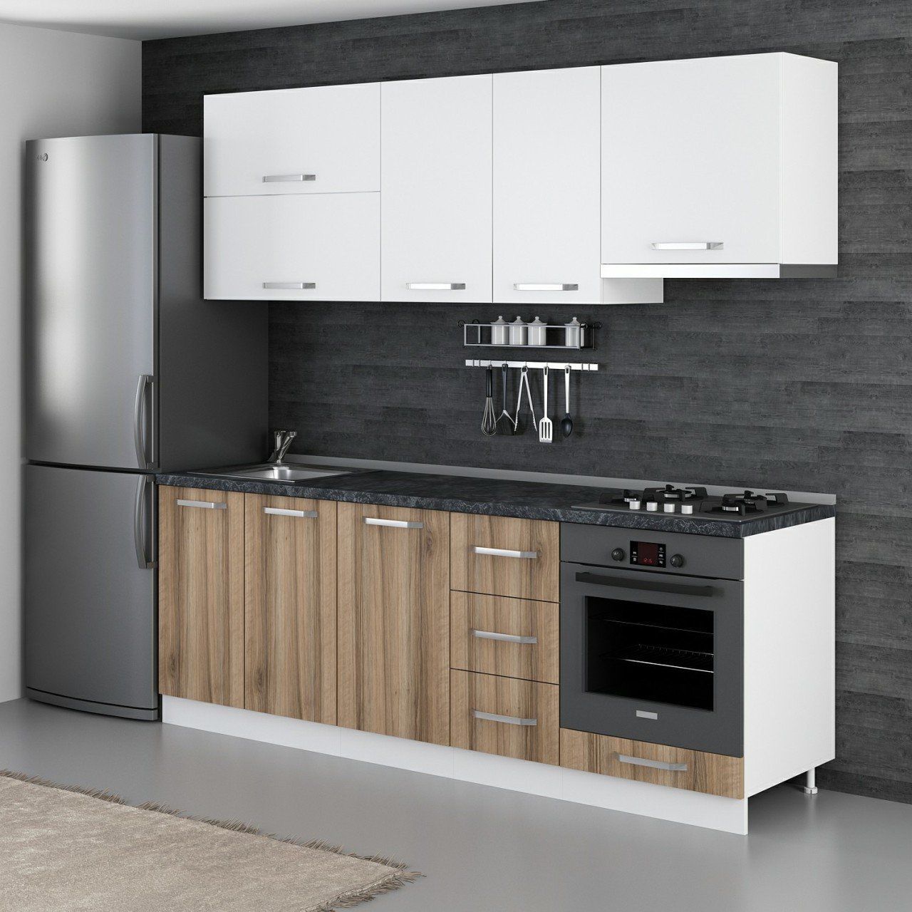 Minar 225 Cm Mutfak Dolabı Beyaz Dore 225-D5