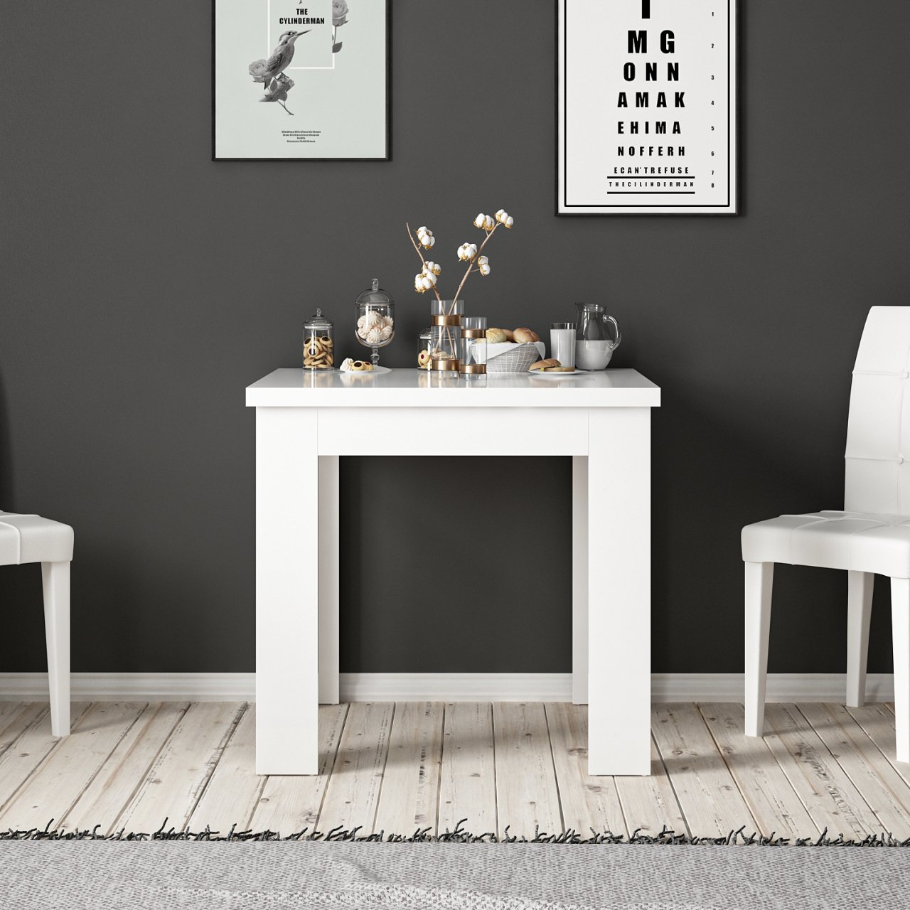 Minar Moskau Yemek Masası - Parlak Beyaz