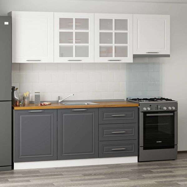 MİNAR 240 CM MEBRAN C MUTFAK DOLABI BEYAZ ANTRASİT 240-MCBA2