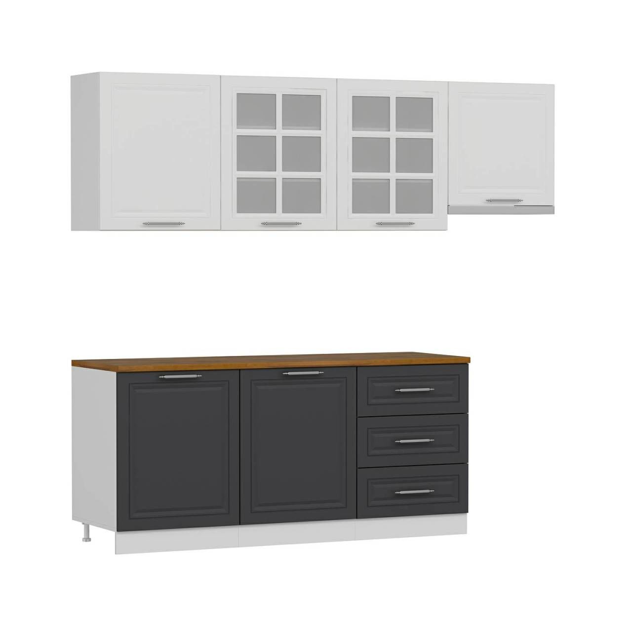 MİNAR 240 CM MEBRAN C MUTFAK DOLABI BEYAZ ANTRASİT 240-MCBA2