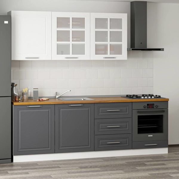 MİNAR 240 CM MEBRAN C MUTFAK DOLABI BEYAZ ANTRASİT 240-MCBA3