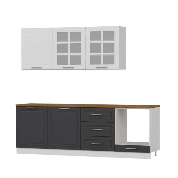 MİNAR 240 CM MEBRAN C MUTFAK DOLABI BEYAZ ANTRASİT 240-MCBA3