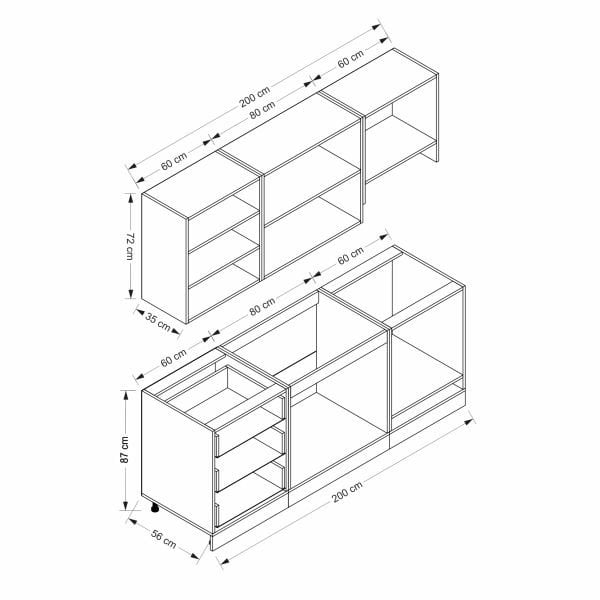 MİNAR 200 CM MEBRAN C MUTFAK DOLABI BEYAZ 200-MCB1