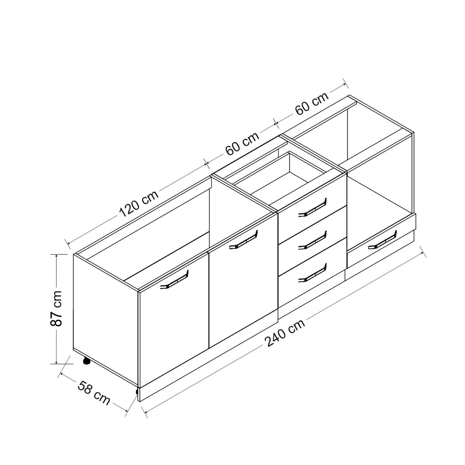 Minar 240 Cm Mutfak Dolabı Beyaz Antrasit 240-A7