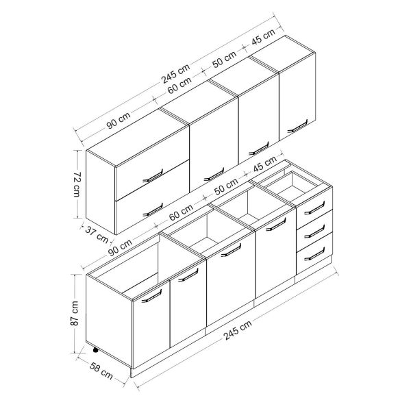 Minar 245 Cm Mutfak Dolabı Beyaz 245-B2