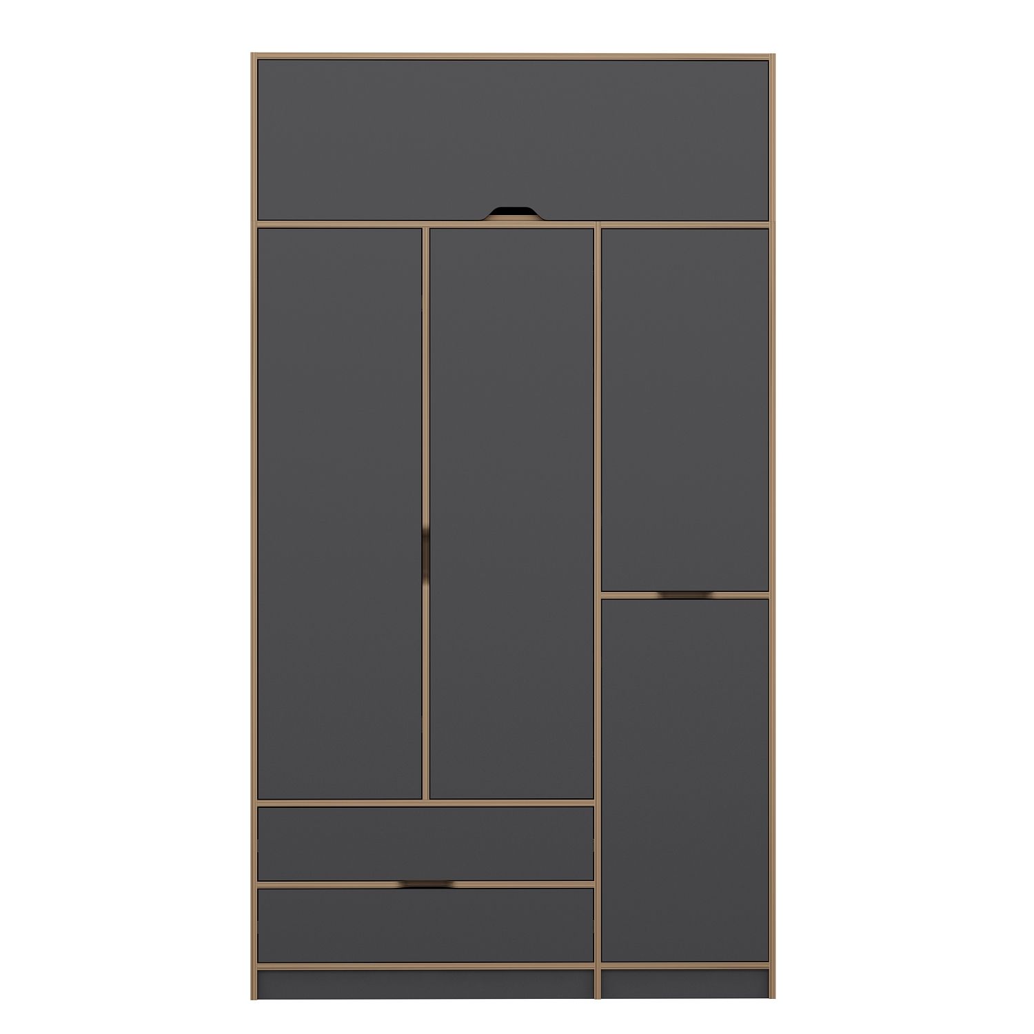 Elina 3 Kapaklı Yüklüklü Dolap - Dore/Antrasit