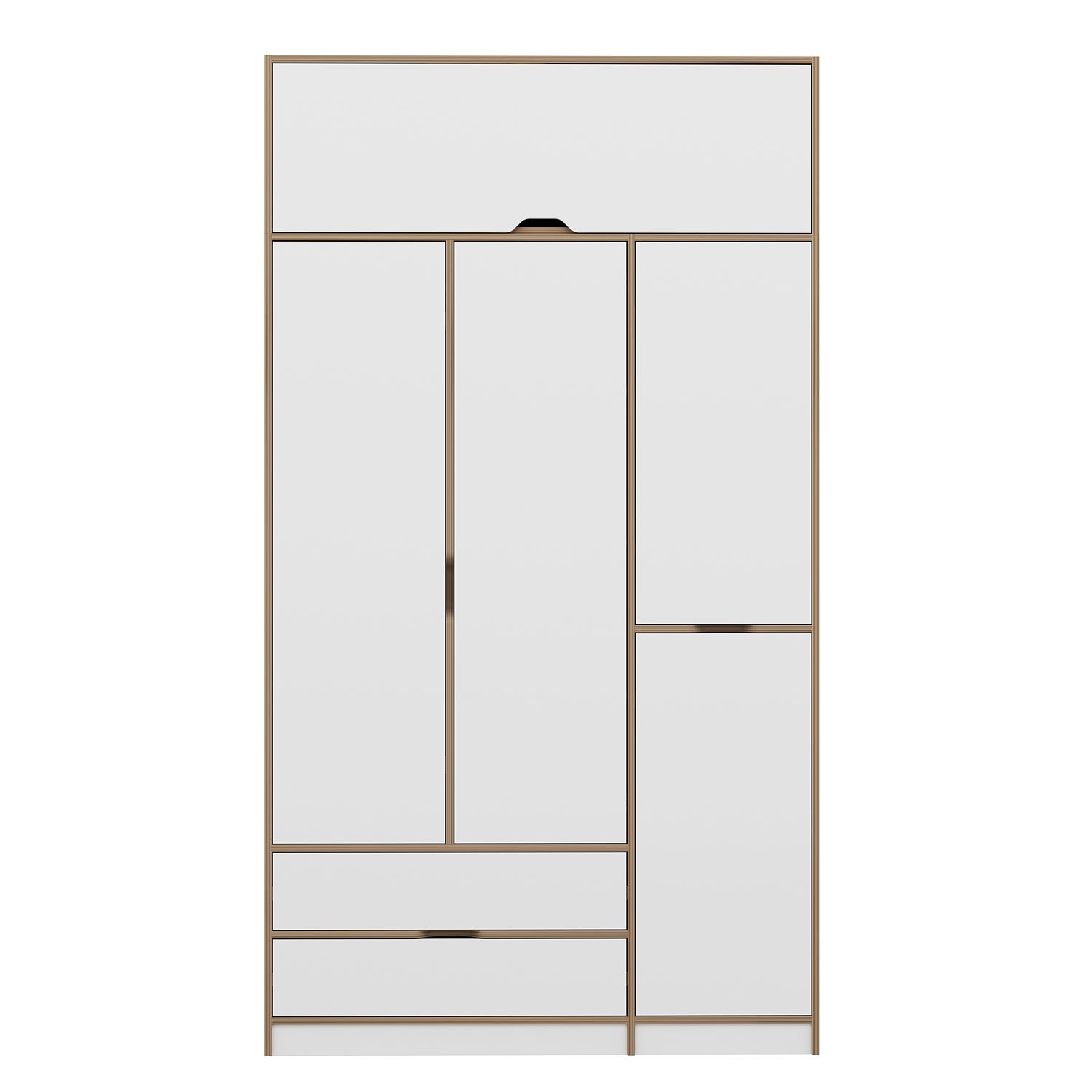 Elina 3 Kapaklı Yüklüklü Dolap - Dore/Beyaz