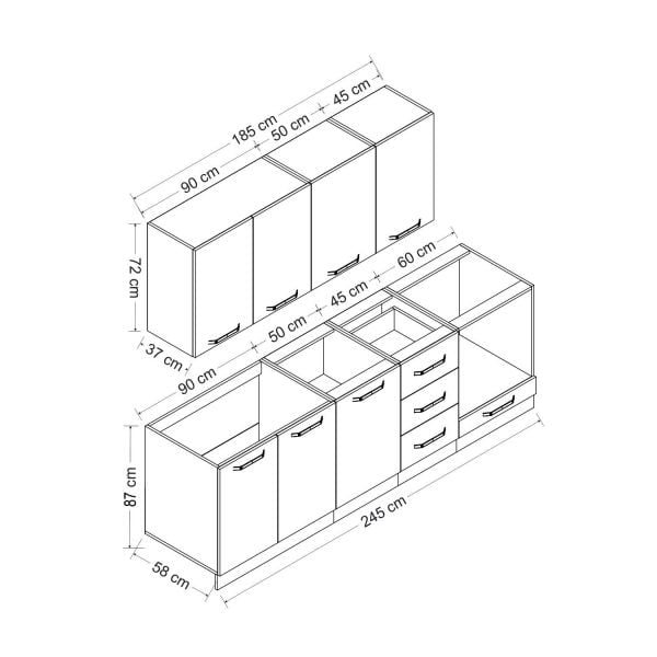 Minar 245 Cm Mutfak Dolabı Beyaz 245-B7