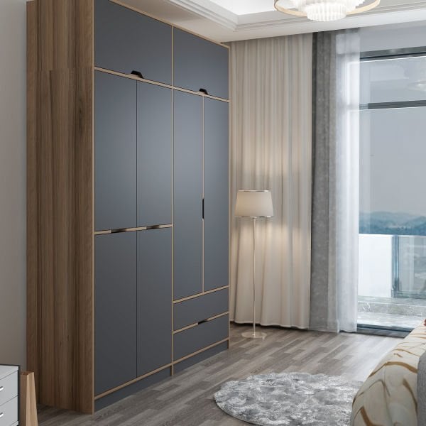 Elina 4 Kapaklı Yüklüklü Dolap - Dore/Antrasit