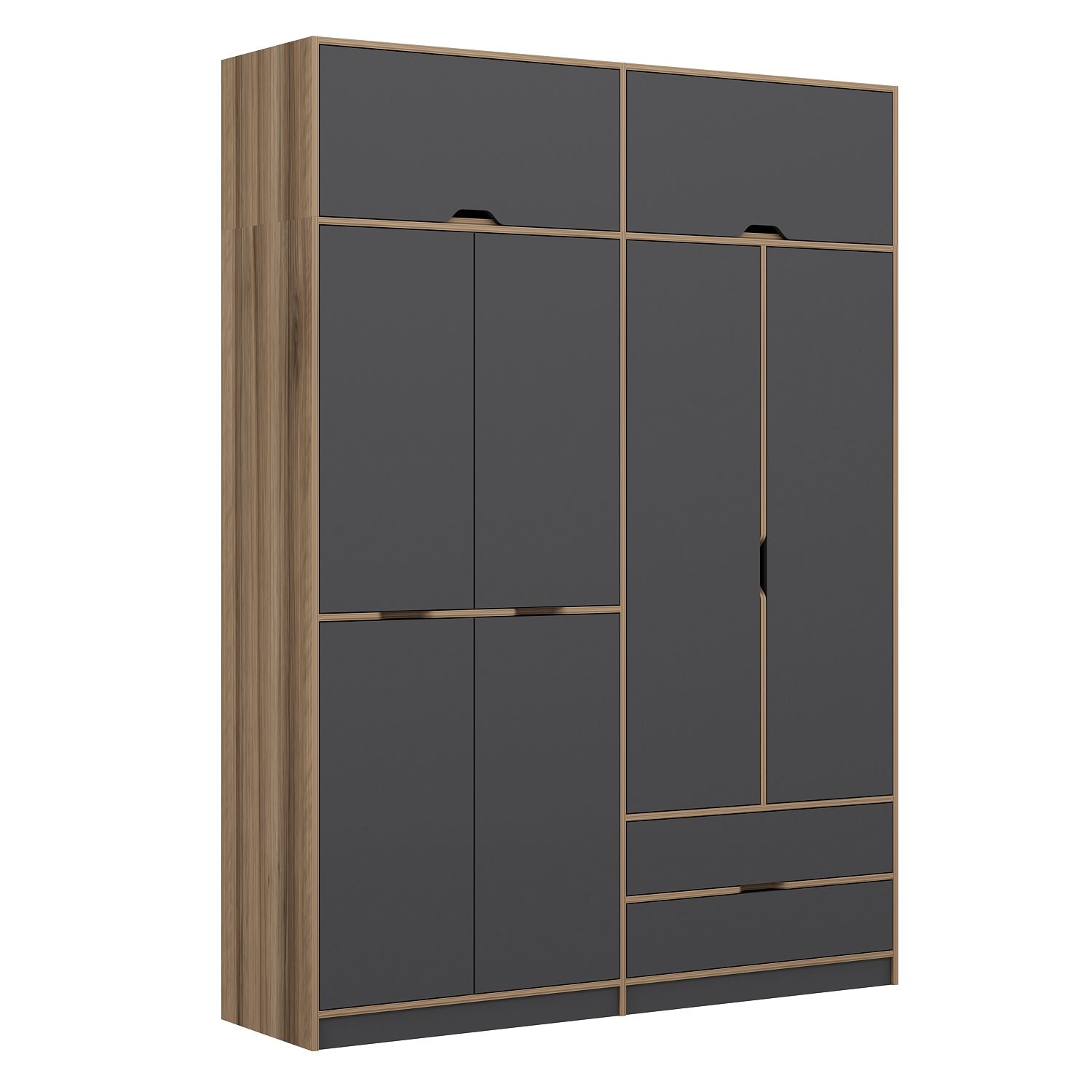 Elina 4 Kapaklı Yüklüklü Dolap - Dore/Antrasit