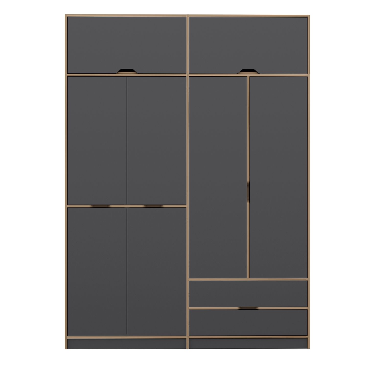 Elina 4 Kapaklı Yüklüklü Dolap - Dore/Antrasit