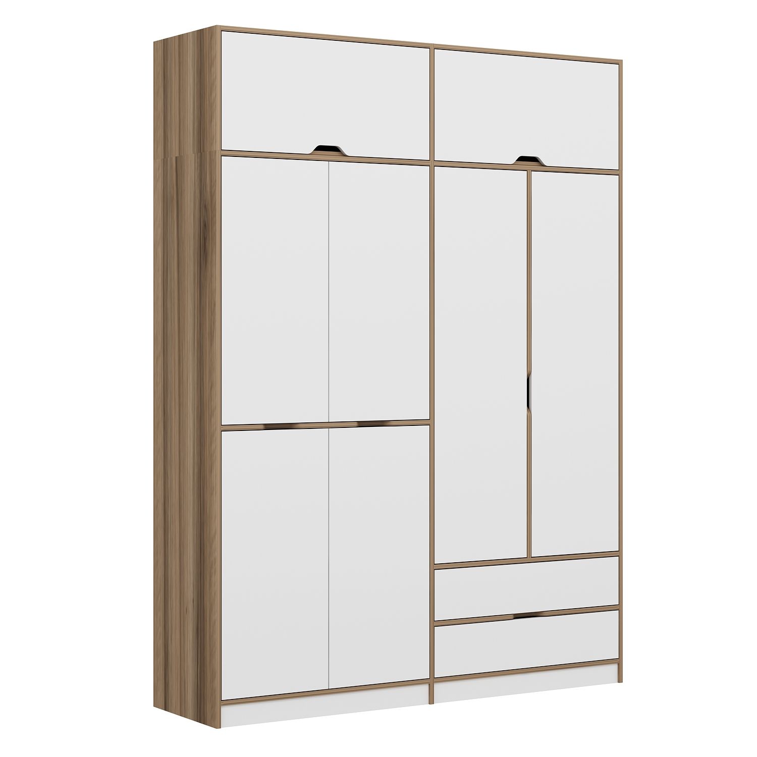 Elina 4 Kapaklı Yüklüklü Dolap - Dore/Beyaz