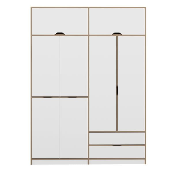 Elina 4 Kapaklı Yüklüklü Dolap - Dore/Beyaz