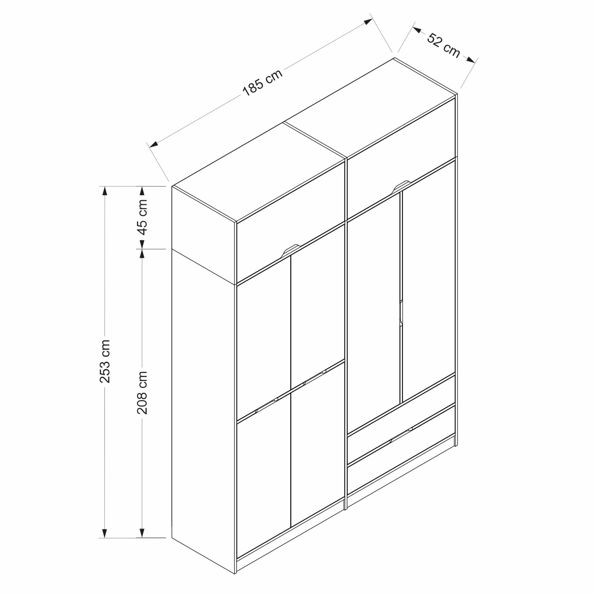 Elina 4 Kapaklı Yüklüklü Dolap - Dore/Beyaz