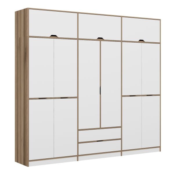 Elina 6 Kapaklı Yüklüklü Dolap - Dore/Beyaz